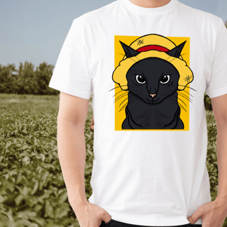 Camiseta Gato Chapéu de Palha: A Aventura Felina Começa!