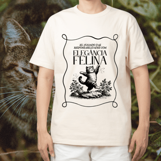 Camiseta Oversized Fugindo Responsabilidades com Elegância Felina | Catmosfera
