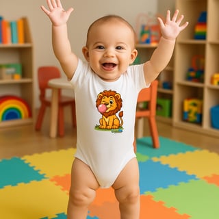 Nome do produto Body Infantil Leão – 100% Algodão | Coleção Reino Animal do Caioba