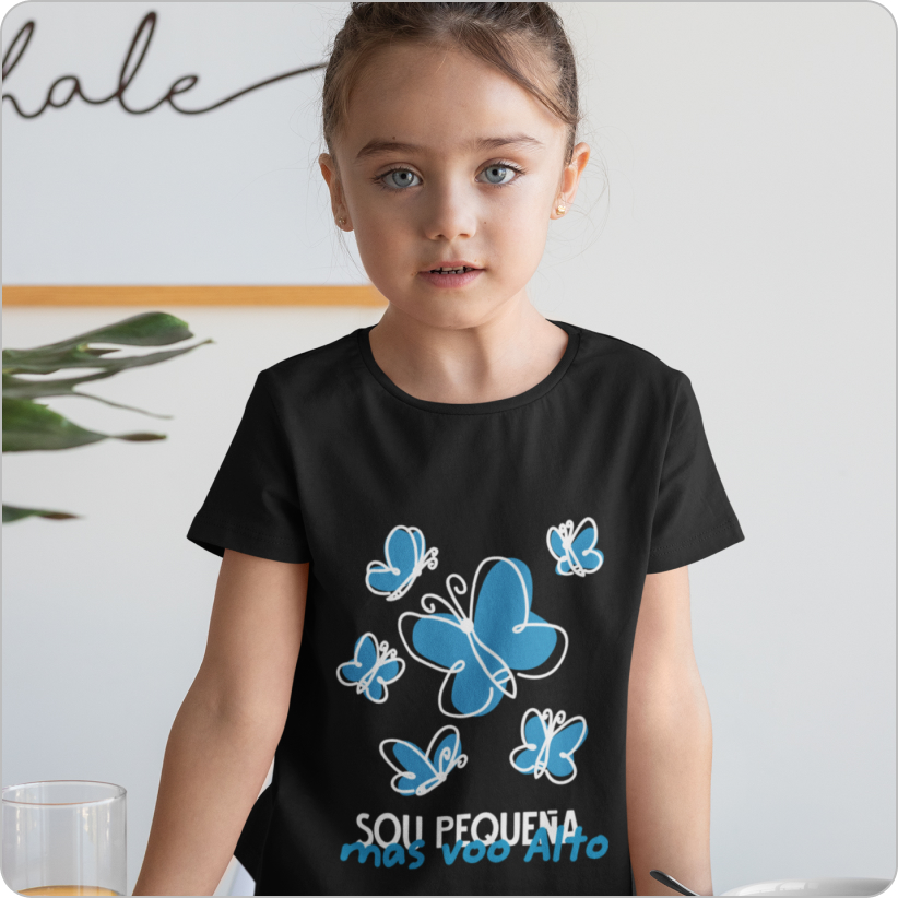 Nome do produto: Camiseta Infantil Quality –  Sou Pequena Mas voo Alto  (2 a 8 Anos) 