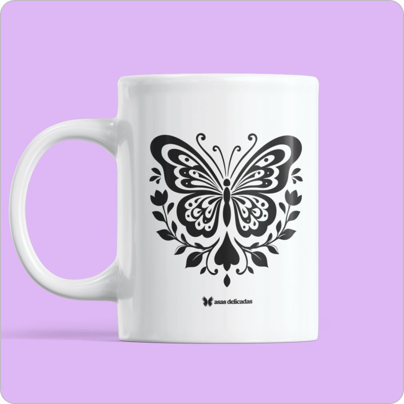 Nome do produto: Caneca Mágica Estampada –  Borboleta