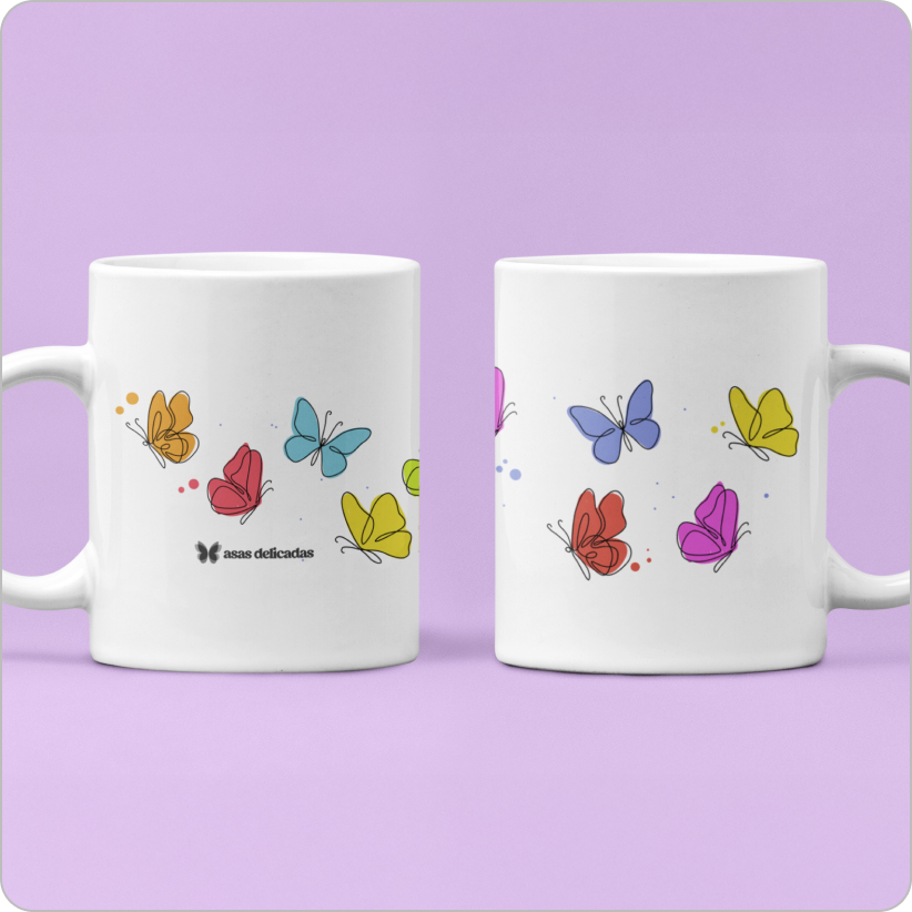Nome do produto: Caneca Mágica Estampada –  Borboletas 