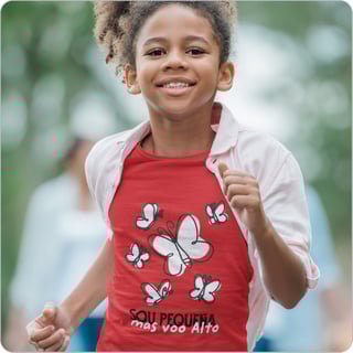 Nome do produto Camiseta Infantil Quality – Sou Pequena Mas Voo Alto 