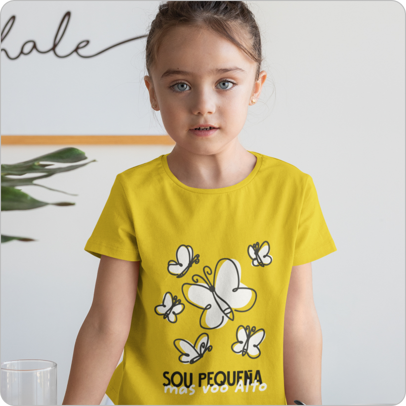 Nome do produto: Camiseta Infantil Quality –  Sou Peuqena Mas Voo Alto (2 a 8 Anos)