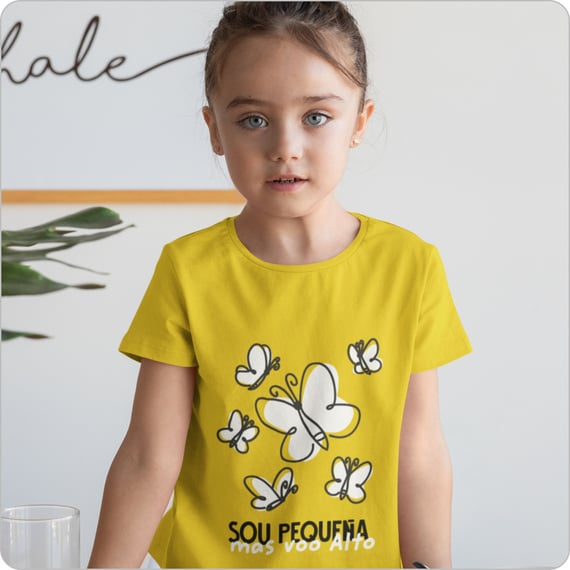 Camiseta Infantil Quality –  Sou Peuqena Mas Voo Alto (2 a 8 Anos)