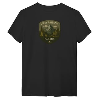 Camiseta Masculina Pico Paraná Preta | Algodão Penteado Vintage