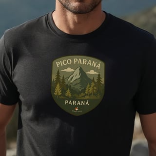 Nome do produto Camiseta Masculina Pico Paraná Preta | Algodão Penteado Vintage