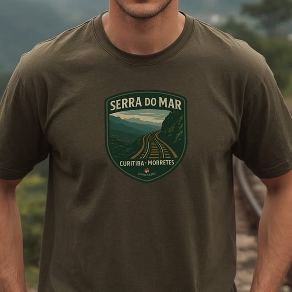 Camiseta Masculina Serra do Mar Prime | Trem Curitiba-Morretes Vintage