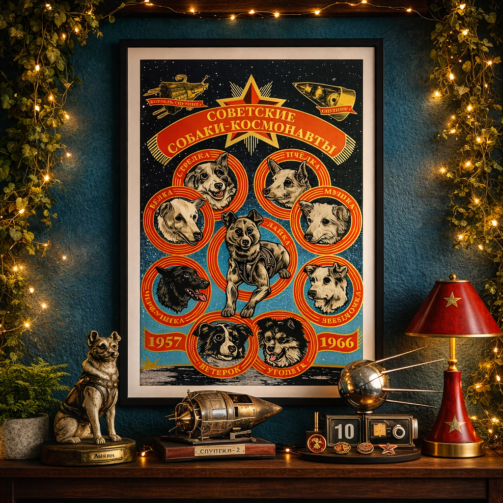 Nome do produto: Pôster - Cães Cosmonautas Soviéticos