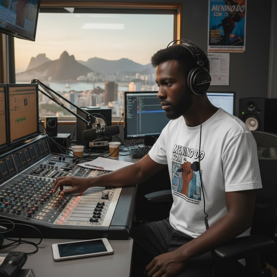 Camisa Menino do Som Microfone Preto