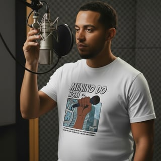 Nome do produto Camisa Menino do Som Plus Size Microfone Preto