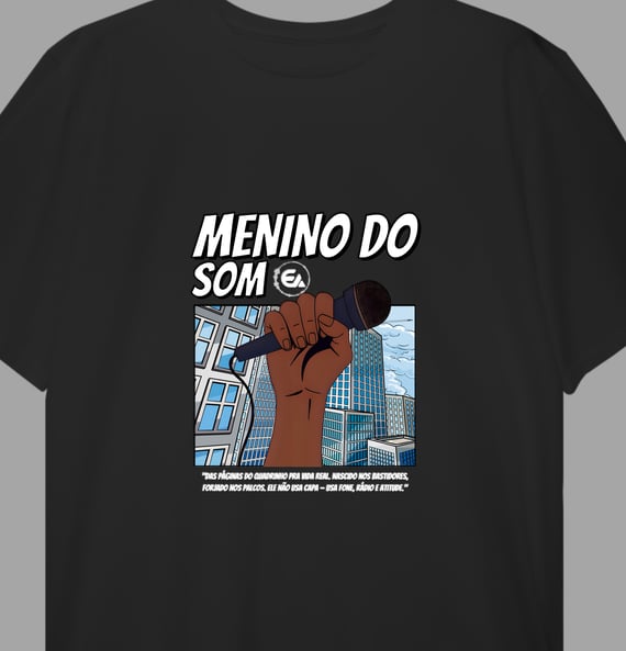 Camisa Menino do Som Plus Size Microfone Preto