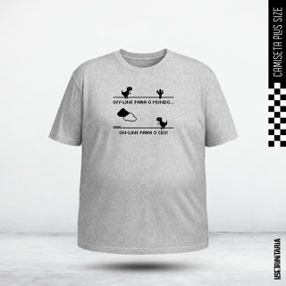 Nome do produtoCamiseta Plus Size Offline para o mundo, Online para o Céu