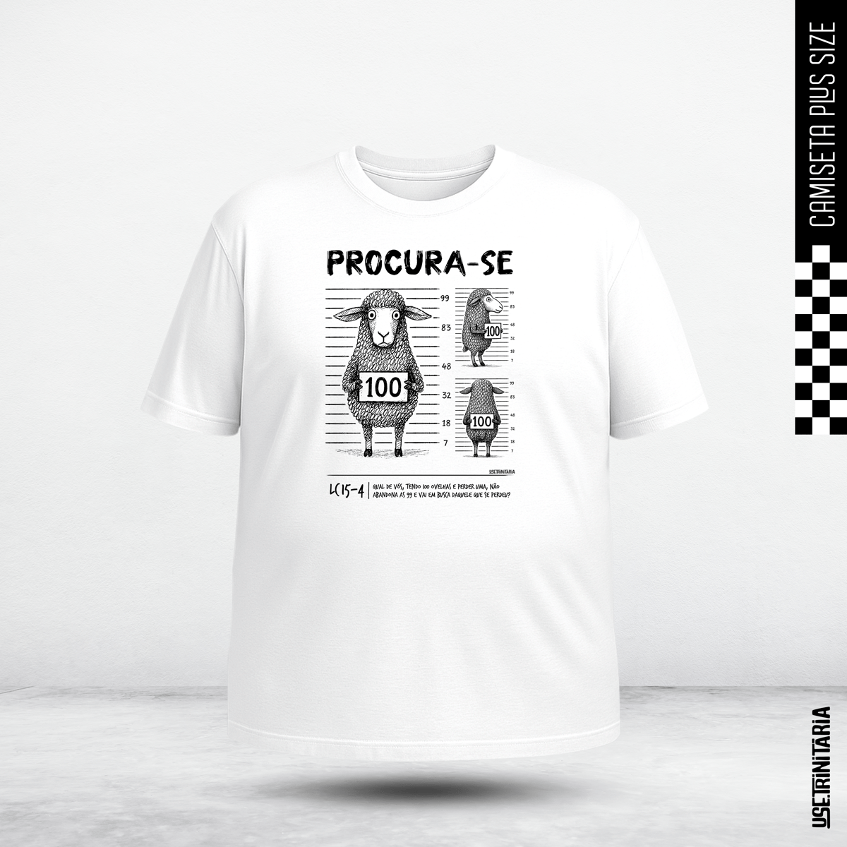 Nome do produto: Camiseta Plus Size Procura-se — A Ovelha 100