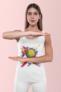 Nome do produto Regata Feminina Sport Dry UV com Estampa Tênis Splash – Conforto, Estilo e Proteção Solar