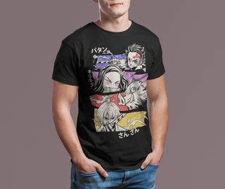 Nome do produto Camiseta Demon Slayer - Tanjiro, Nazuko, Inosuke, Zenitsu