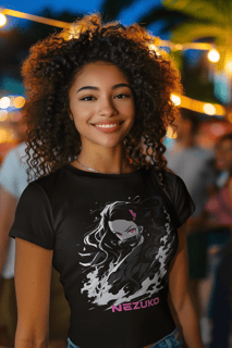 Nome do produto Camiseta Baby Long Demon Slayer Nezuko Black and White