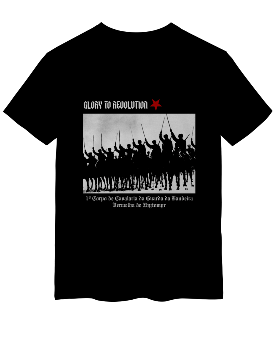 Nome do produto: Camiseta 1º Corpo de Cavalaria da Guarda da Bandeira Vermelha de Zhytomyr