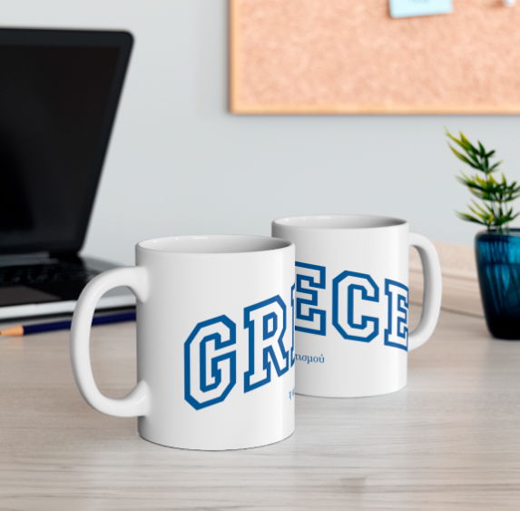 Nome do produto: Caneca Greece College – Estilo Universitário em Azul