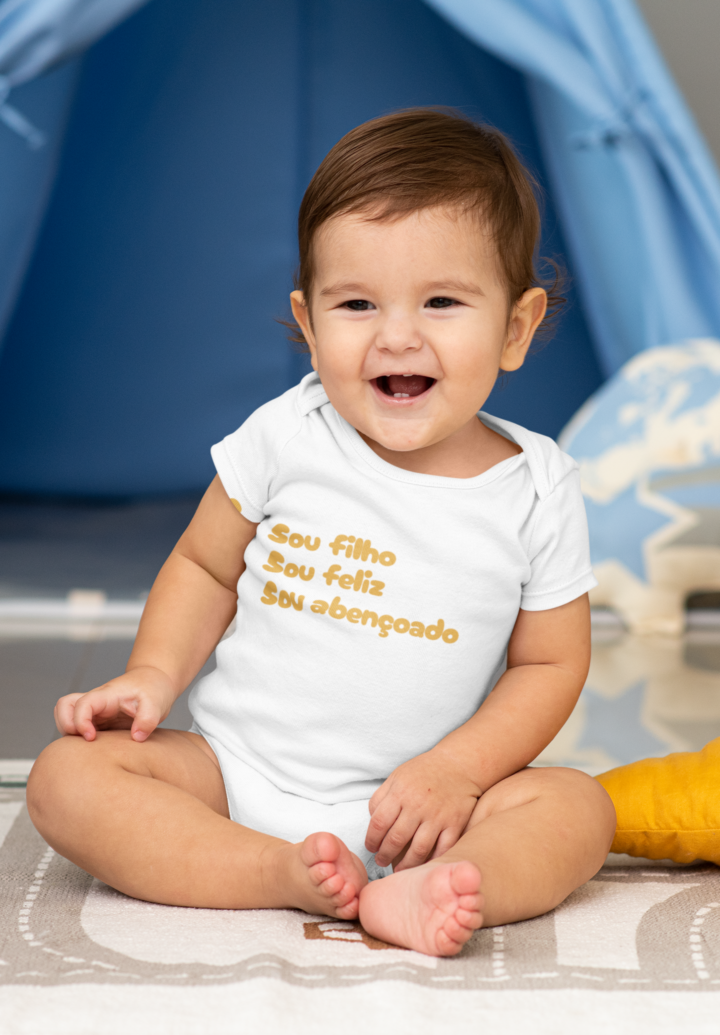 Nome do produto: Body Infantil - Sou Filho, Sou Feliz, Sou Abençoado