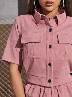 Nome do produto Mulvari Conjunto de Camisa de Manga Curta e Calça de Uniforme Feminino com 2 Peças