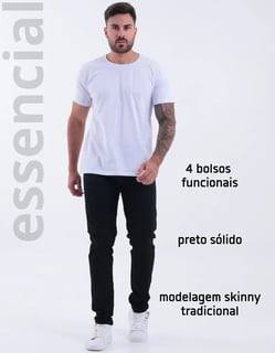 Nome do produto Calça Skinny Preta Masculina Jeans Com Elastano Lycra