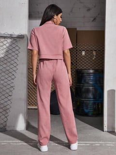 Nome do produto Mulvari Conjunto de Camisa de Manga Curta e Calça de Uniforme Feminino com 2 Peças