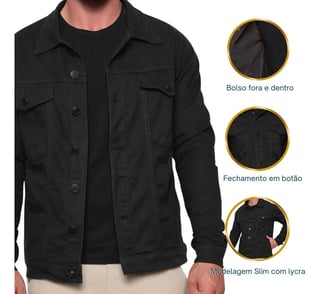 Nome do produto Jaqueta Masculina Sarja Jeans Slim Cores Clássicas Premium