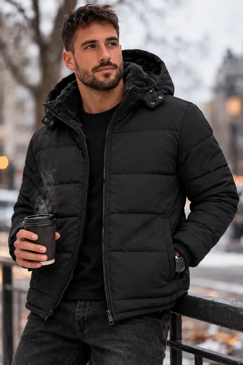 Nome do produto: Jaqueta Masculina Forrada Térmica Impermeável C/capuz Frio