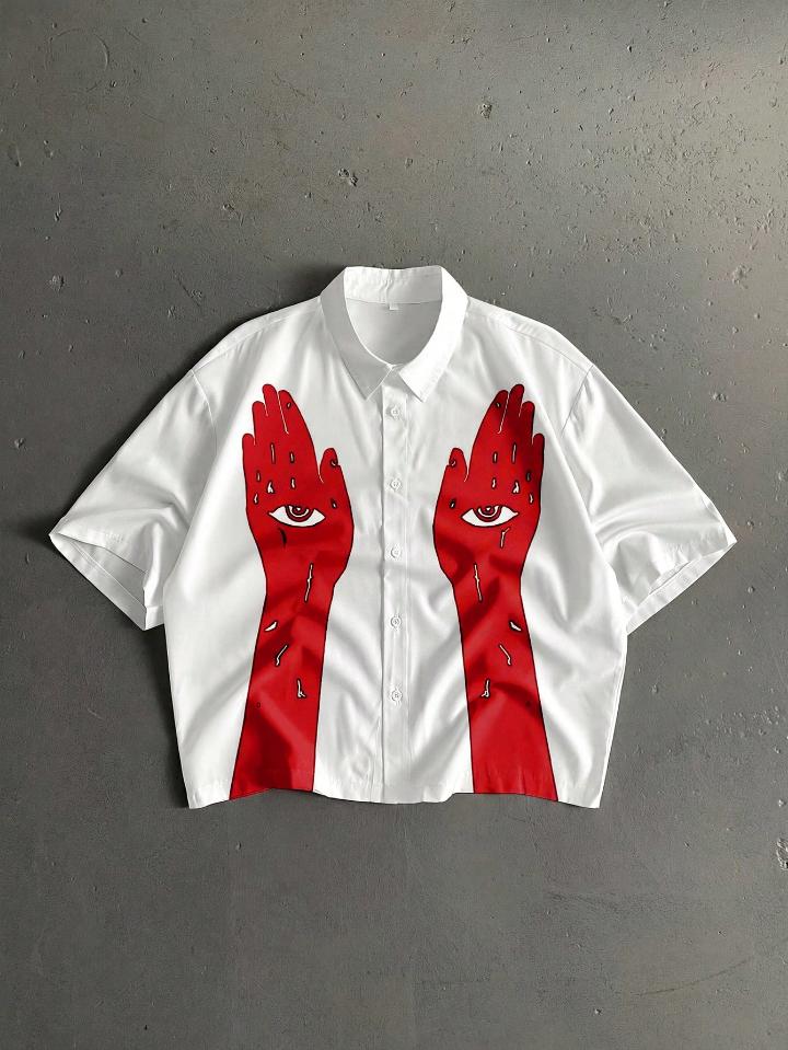 Nome do produto: StoneGrade Camisa Casual de Verão com Estampa Frontal Completa, Manga Curta e Botões, Cropped com Estampa Completa para Homens