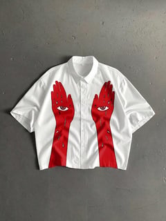 StoneGrade Camisa Casual de Verão com Estampa Frontal Completa, Manga Curta e Botões, Cropped com Estampa Completa para Homens