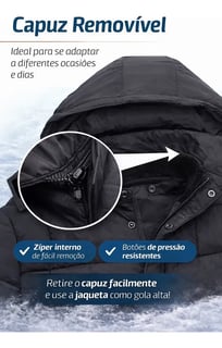 Nome do produto Jaqueta Masculina Forrada Térmica Impermeável C/capuz Frio