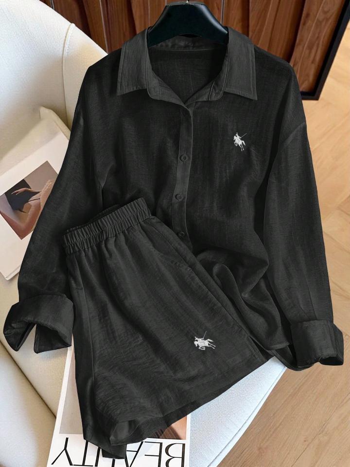 Nome do produto: Conjunto Vintage Casual Solto com 2 Peças, Moda e Versátil