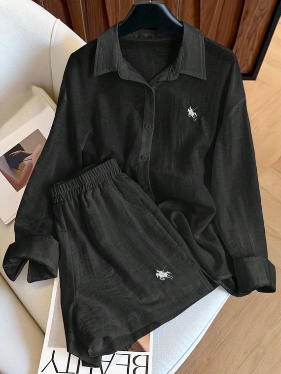 Conjunto Vintage Casual Solto com 2 Peças, Moda e Versátil