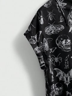 Nome do produto Goth Camisa Feminina Casual Gótica Retro Estampa de Lua e Planta