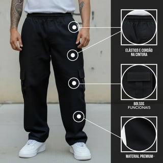 Nome do produto Calça Cargo Masculina Larga Skate Bolso Lateral Unissex Nfe