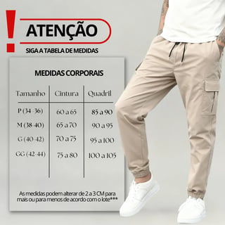 Nome do produto Calça Jogger Cargo Masculina Sarja Calca Streetwear Punho