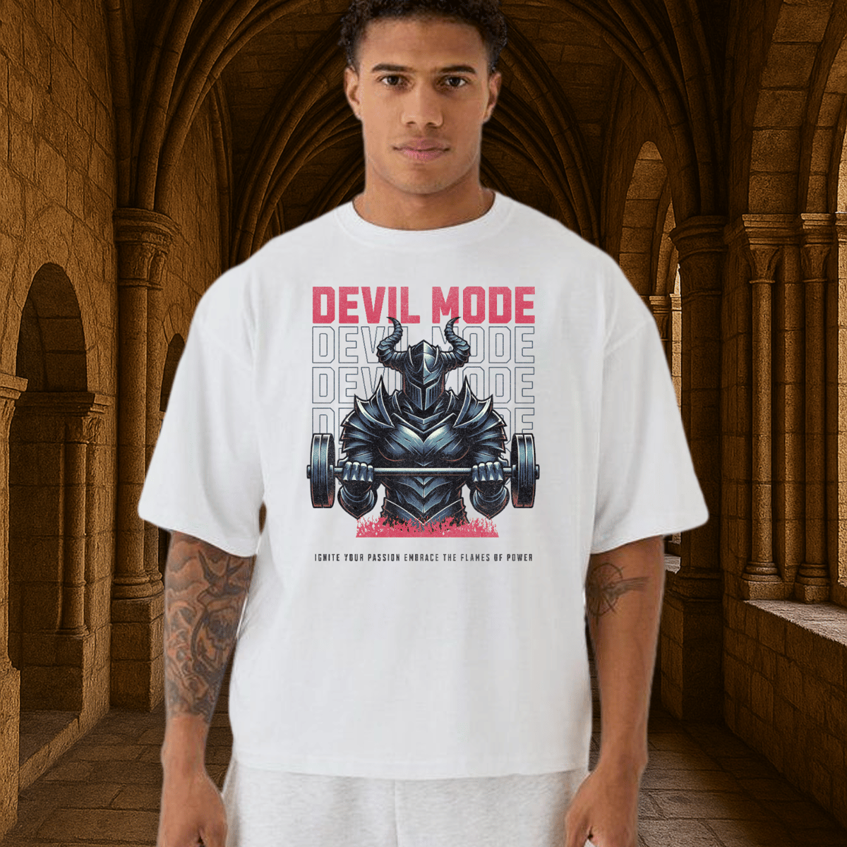 Nome do produto: Camiseta Oversized Devil Mode - Medieval Gym