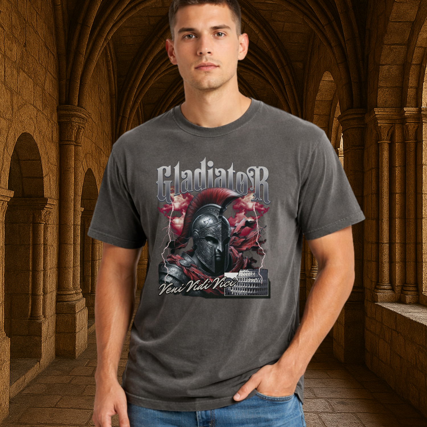 Camiseta Estonada Gladiator Vini vidi Vici