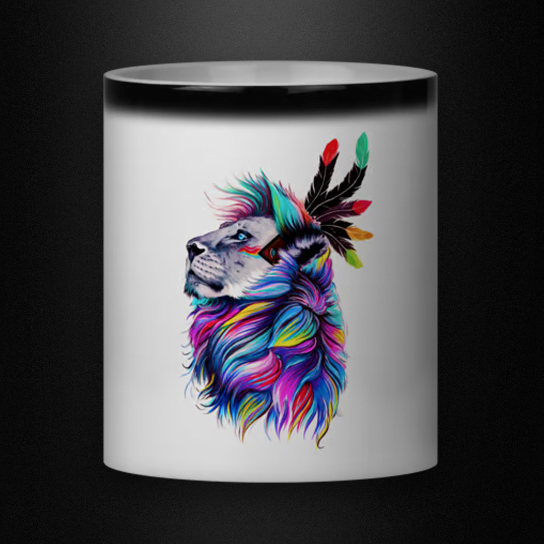 Nome do produto: Caneca Mágica - Leão Psicodélico 