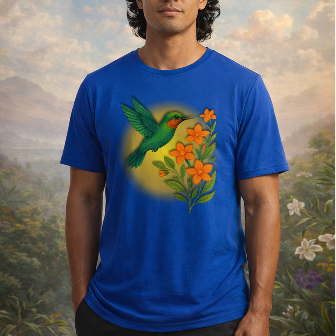Nome do produto: Camiseta T-Shirt - Purifique Com Colibri e Vibre Prosperidade