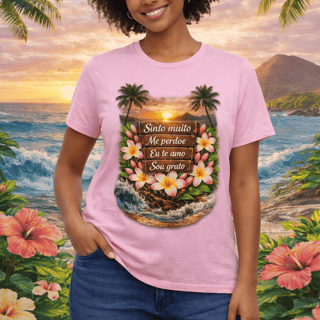 Nome do produto Camiseta T-Shirt - Palavras de Poder - Plumérias