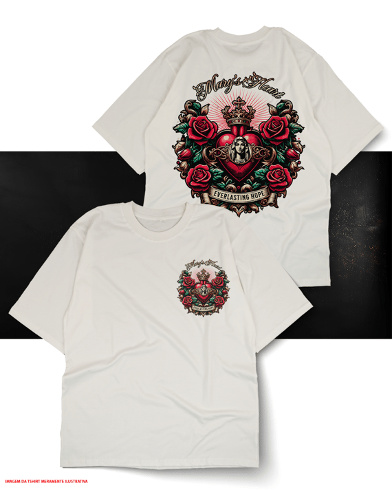 T-Shirt Oversized Unissex - Mary's Heart