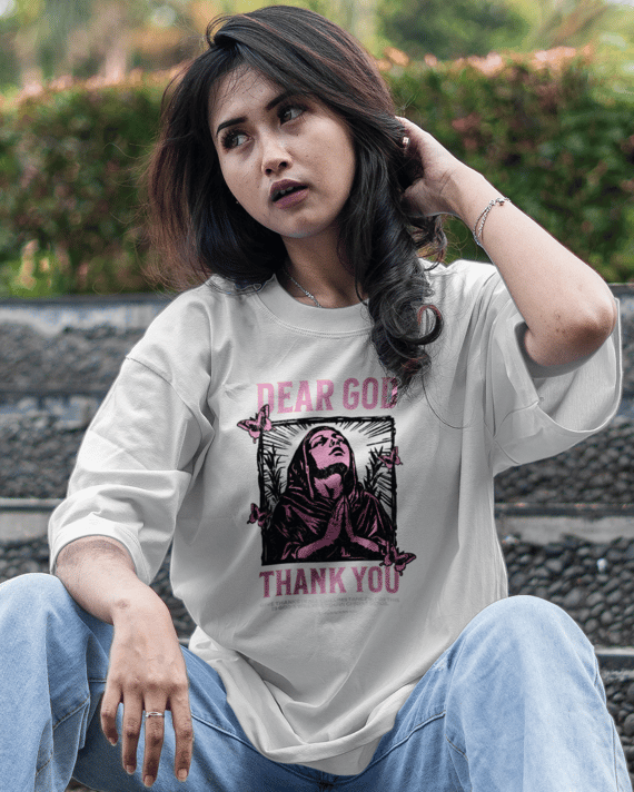 T-Shirt Oversized Unissex - Dear God thank you