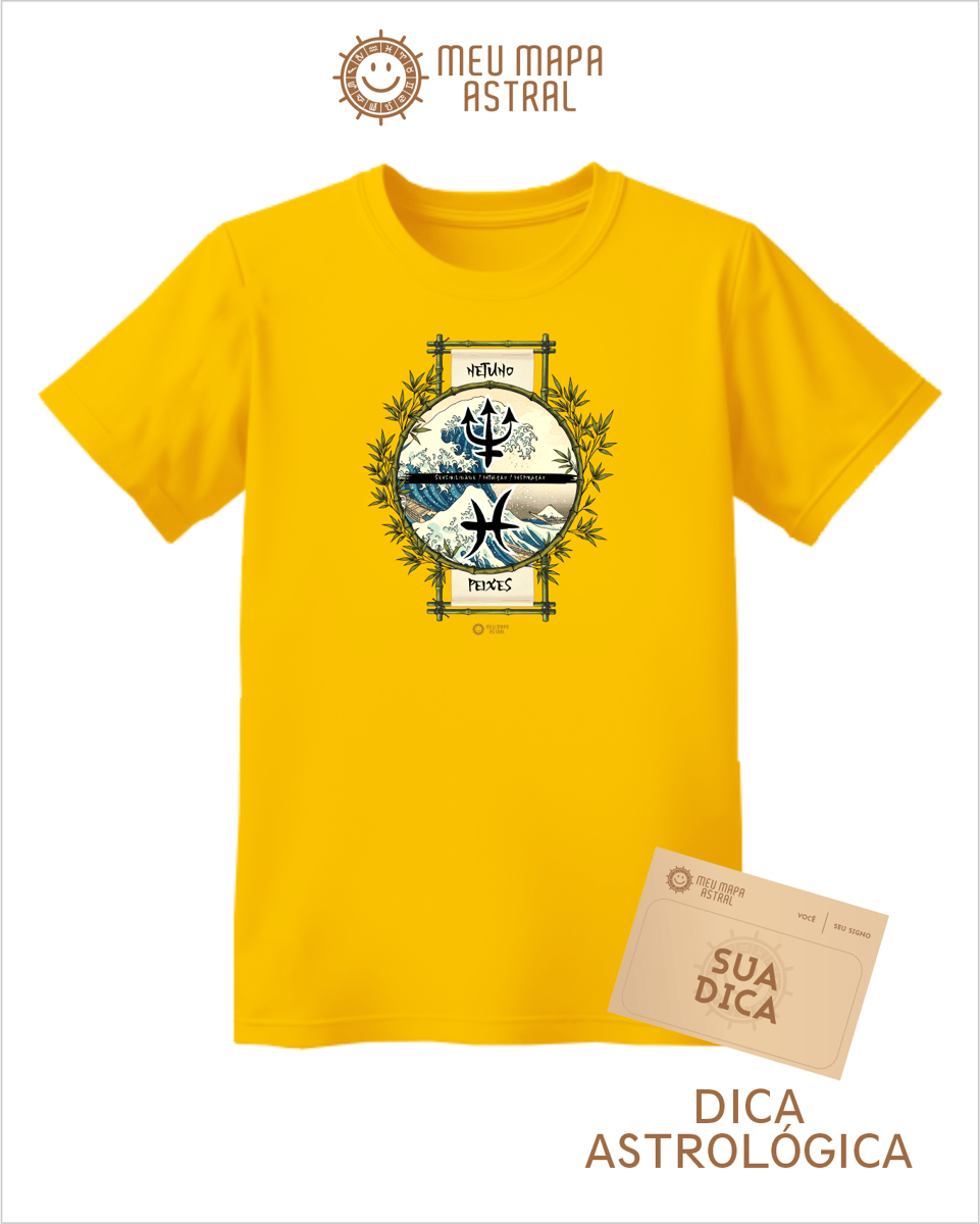 Nome do produto: Camiseta Peixes/Netuno Ilustrada