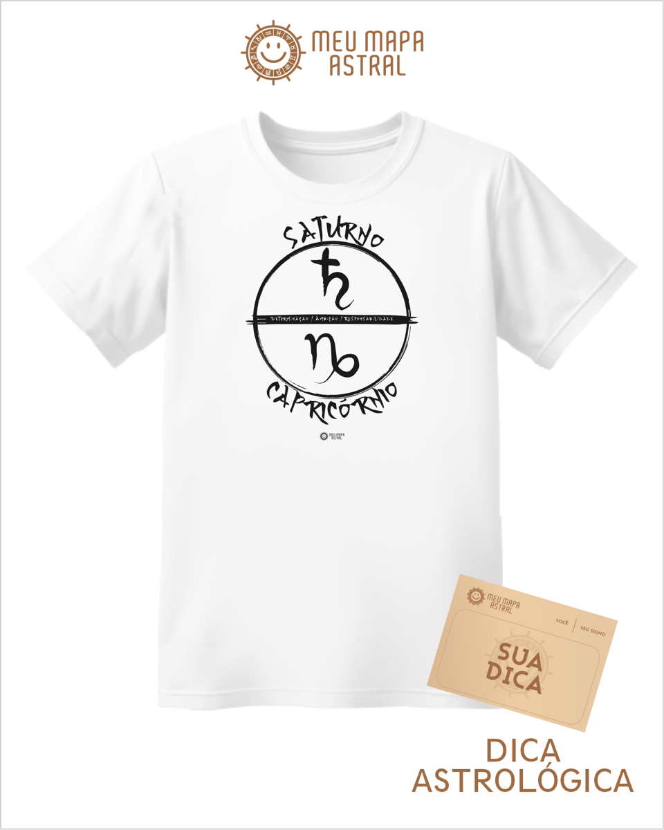 Nome do produto: Camiseta Capricórnio/Saturno Gráfica