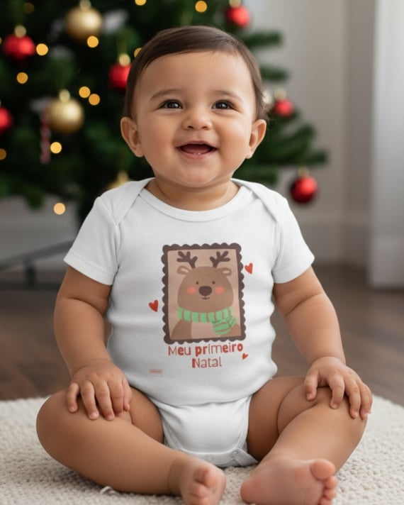 Body Infantil Rena – Meu Primeiro Natal