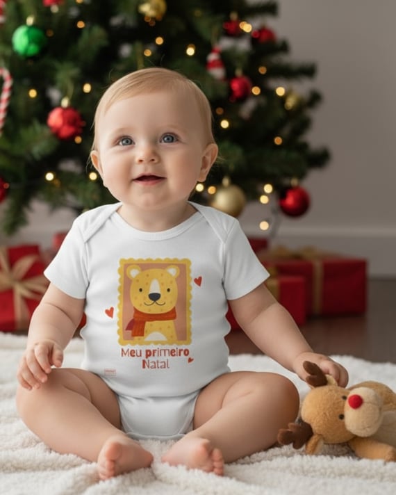 Body Infantil Oncinha – Meu Primeiro Natal