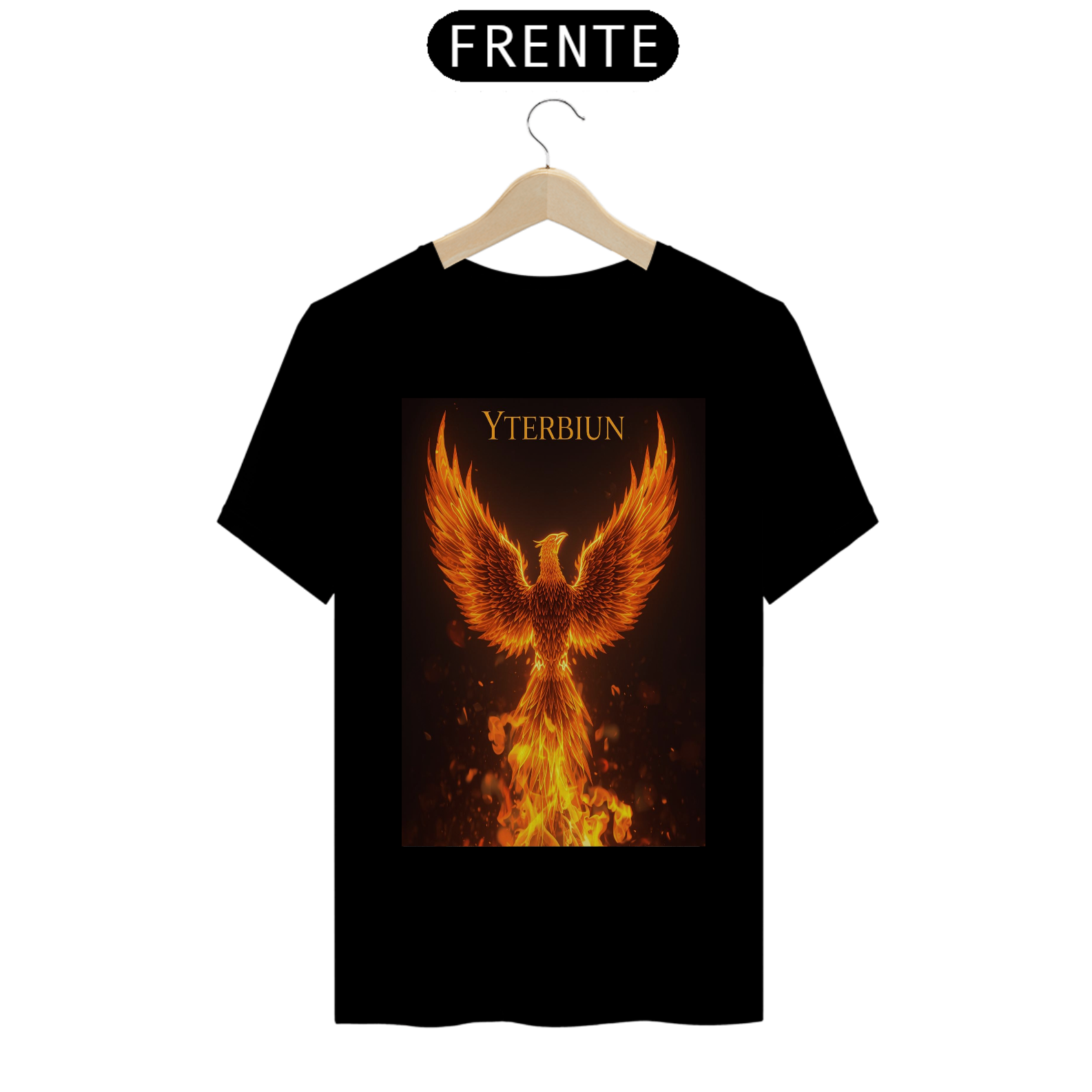 Camiseta Preta Yterbiun – Fênix em Chamas