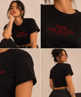 Nome do produto CROPPED - TENHO CARA DE ANJO E OUTRAS MENTIRAS 